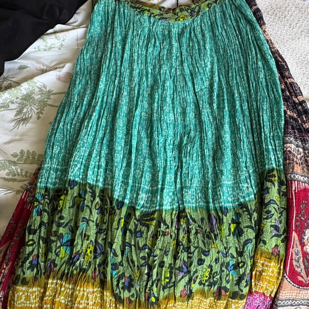 Floral Green and Yellow Skirt